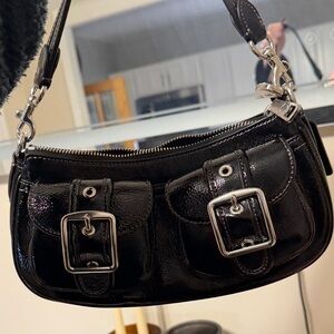 Coach Ashton Black Crinkled Patent Leather